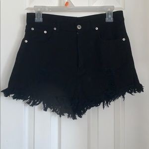 Black denim shorts